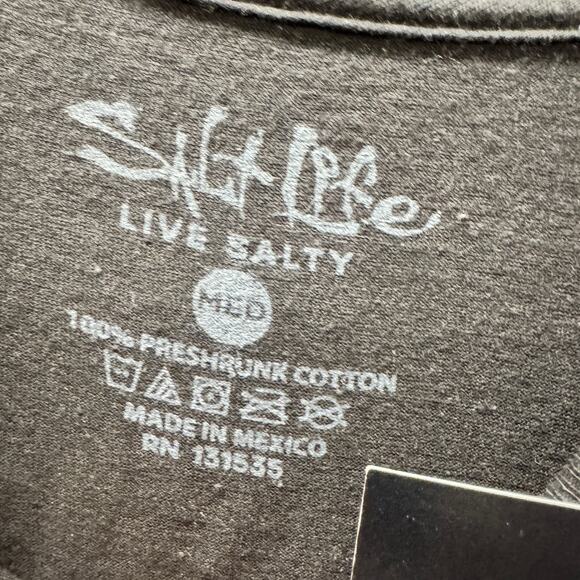 Salt Life T-Shirt Mens Medium Black Long Sleeve Spellout Sleeve Pre-Shrunk NEW - Picture 5 of 7